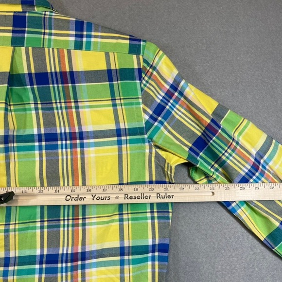 Polo Ralph Lauren Shirt Men Medium Yellow Madras Classic Long Sleeve Button Down - Picture 9 of 10